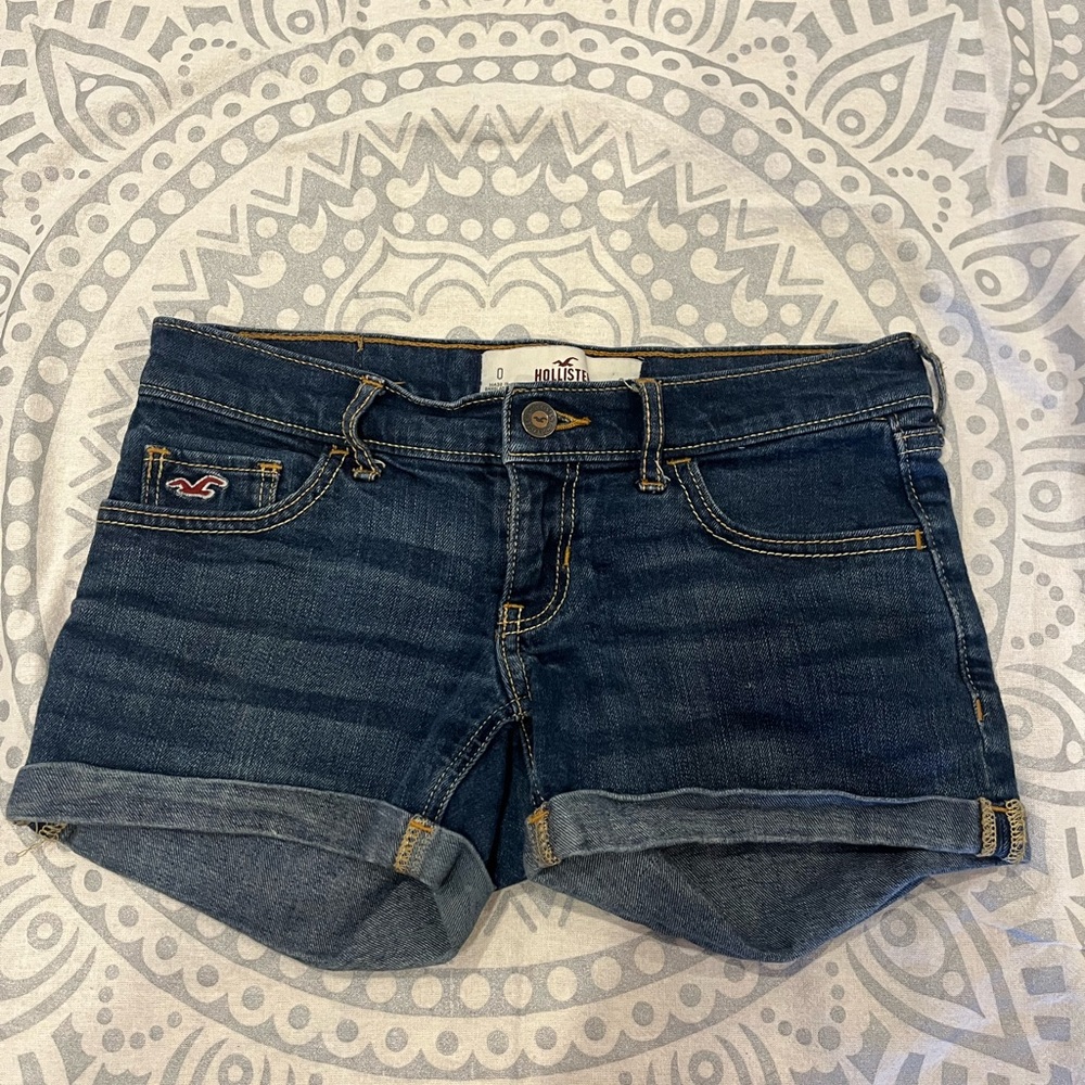 Hollister Blue Jean Shorts Cuffed Hem